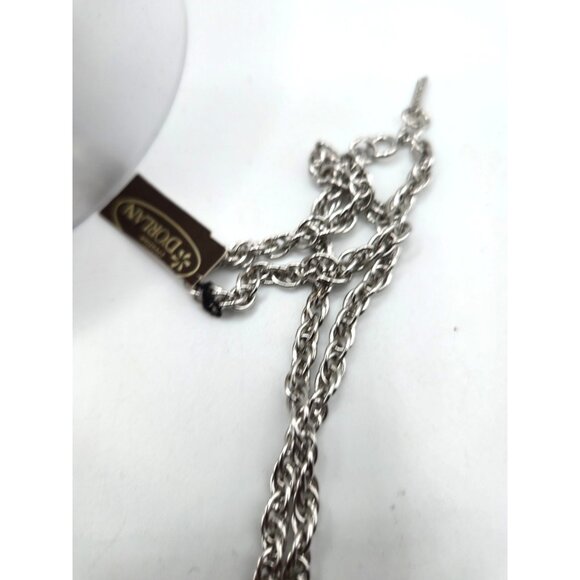 intage D’Orlan Silver Tone Milk Can Pendant Necklace NWT Long Chain - Picture 3 of 5